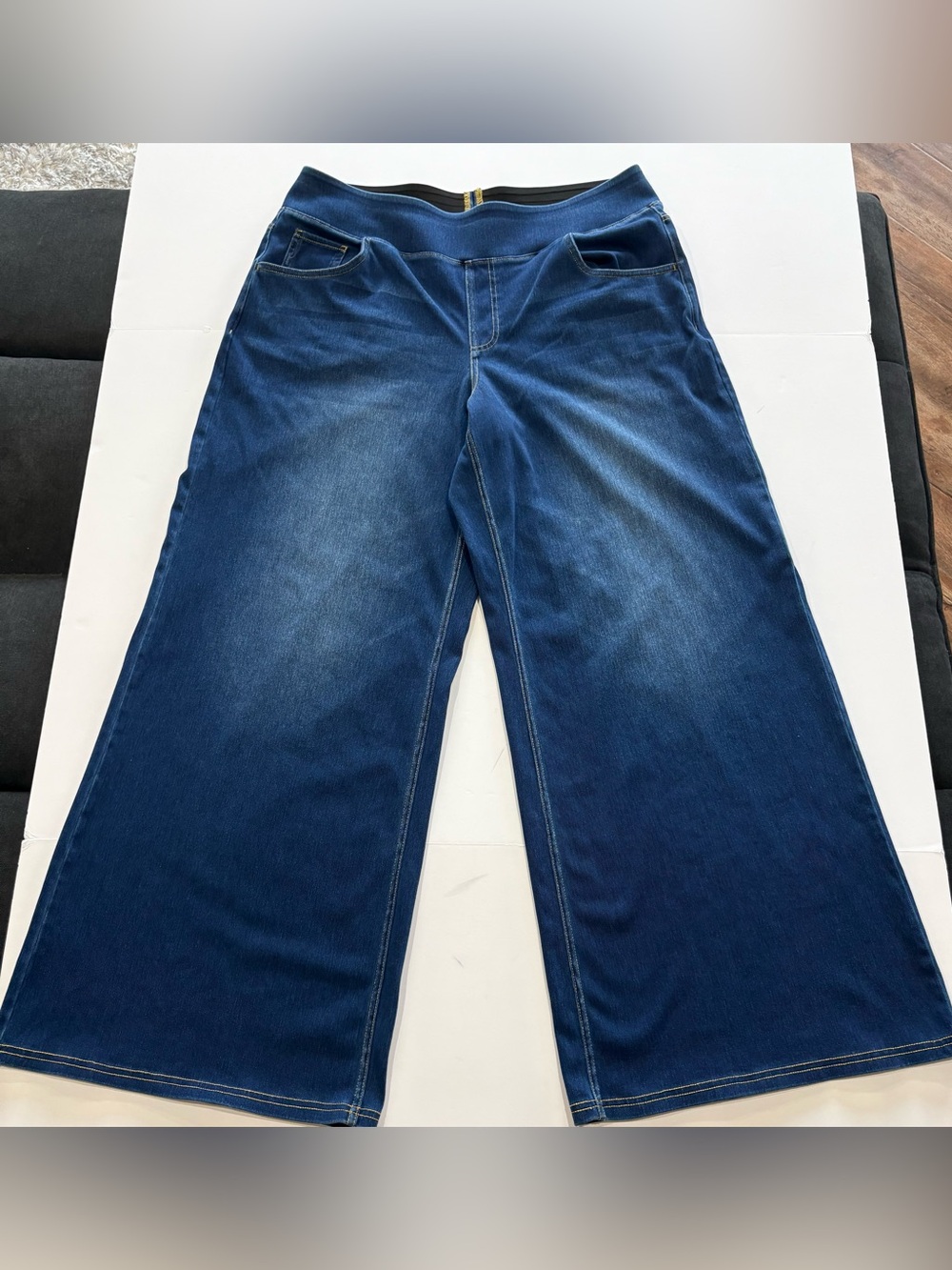 Halara Wide Leg Jeans Womens 1X Regular Pull On High Rise Stretch Dark Wash